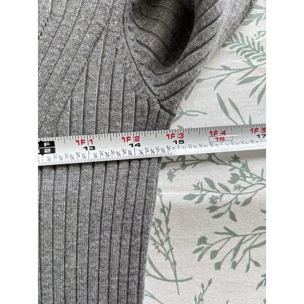 Bershka Ribbed Knit Midi Dress XS Gray Long Sleeve Bodycon Fitted - Picture 5 of 7